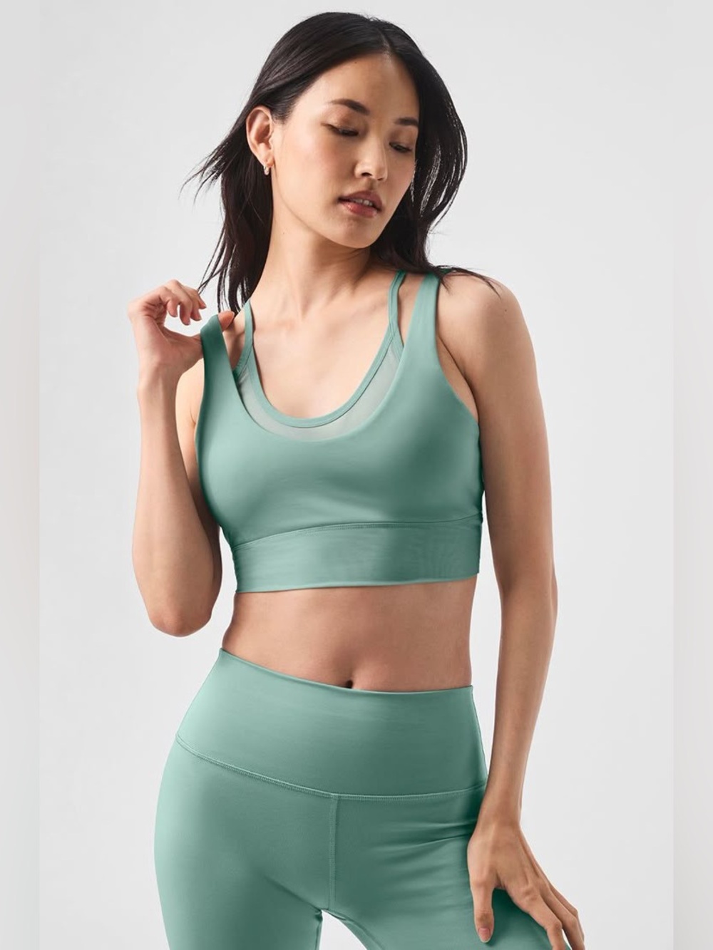 ALO yoga Double Trouble Bra - Botanical Green